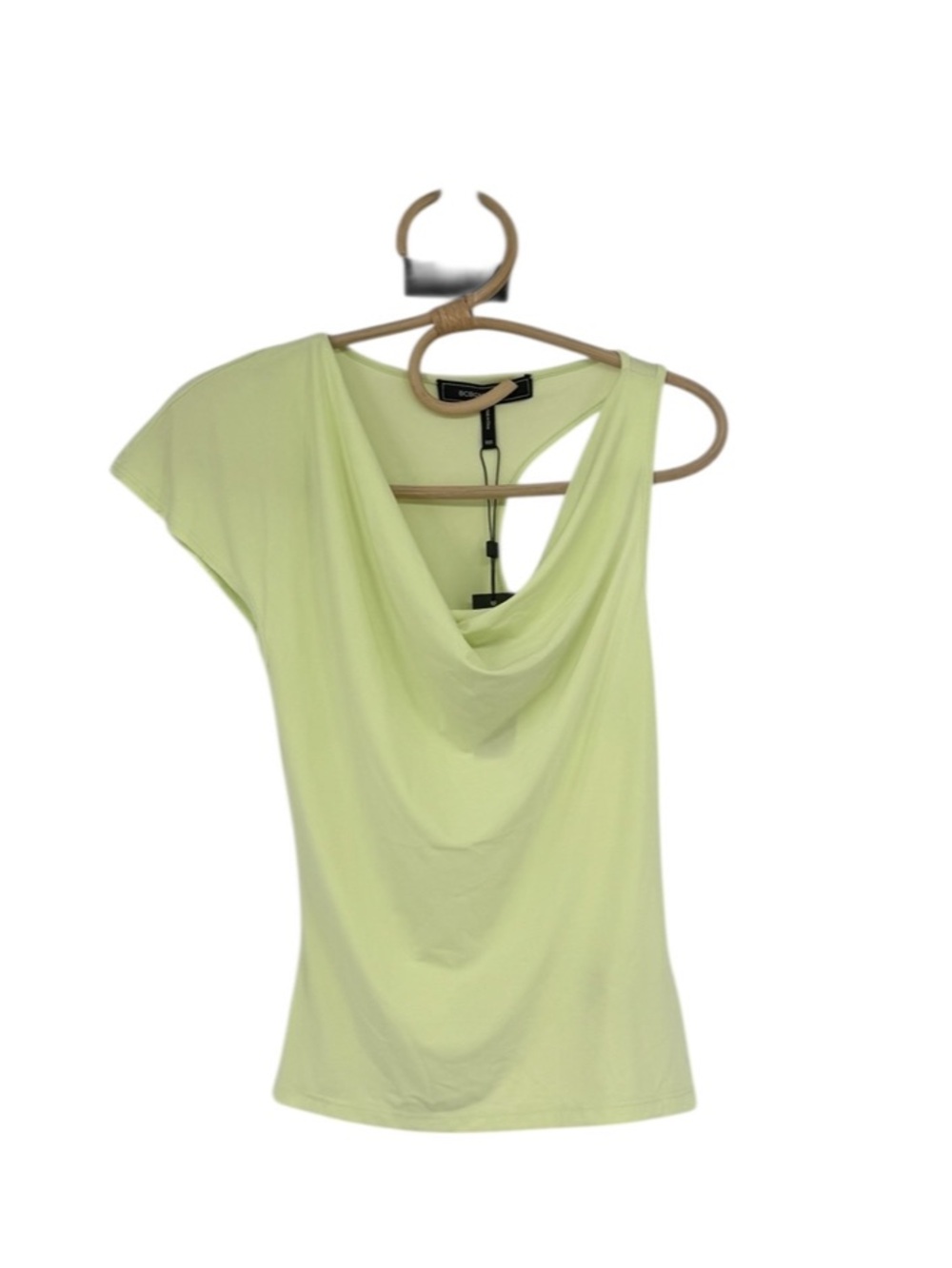 BCBGMAXAZRIA Jade Green Cowl Neck Party Statement Top NEW $98 XXS One Shoulder - Picture 3 of 15